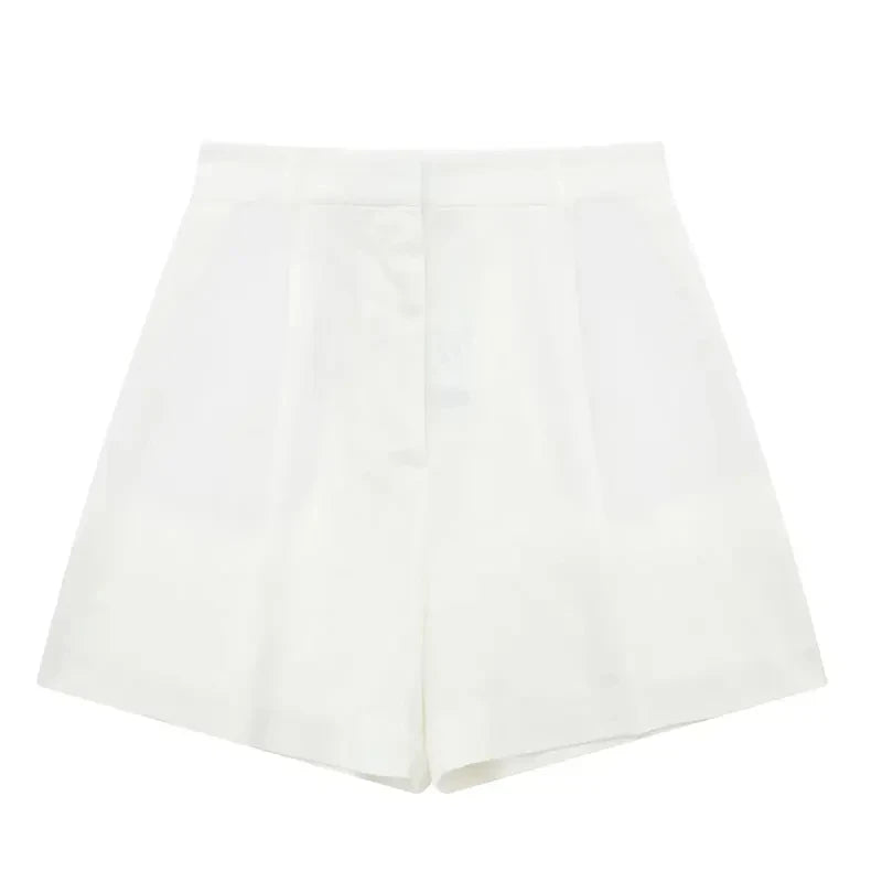 2024 Summer Woman Set Solid V Neck Sleeveless Chic Vest Top + Pockets Wild Commute Loose Casual Women's Shorts Streetwear