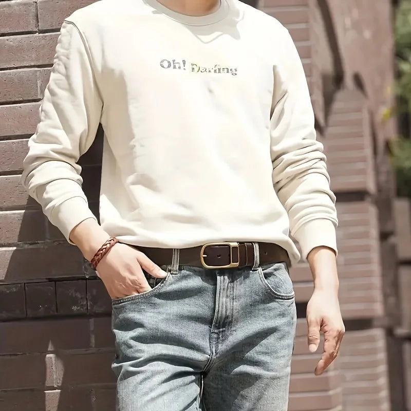 Cinto Casual Masculino Moderno Estilo Cowboy Cinto Masculino Fivela de Pino Cinto para Jeans Cinto Retrô Cinto Casual para Trabalho