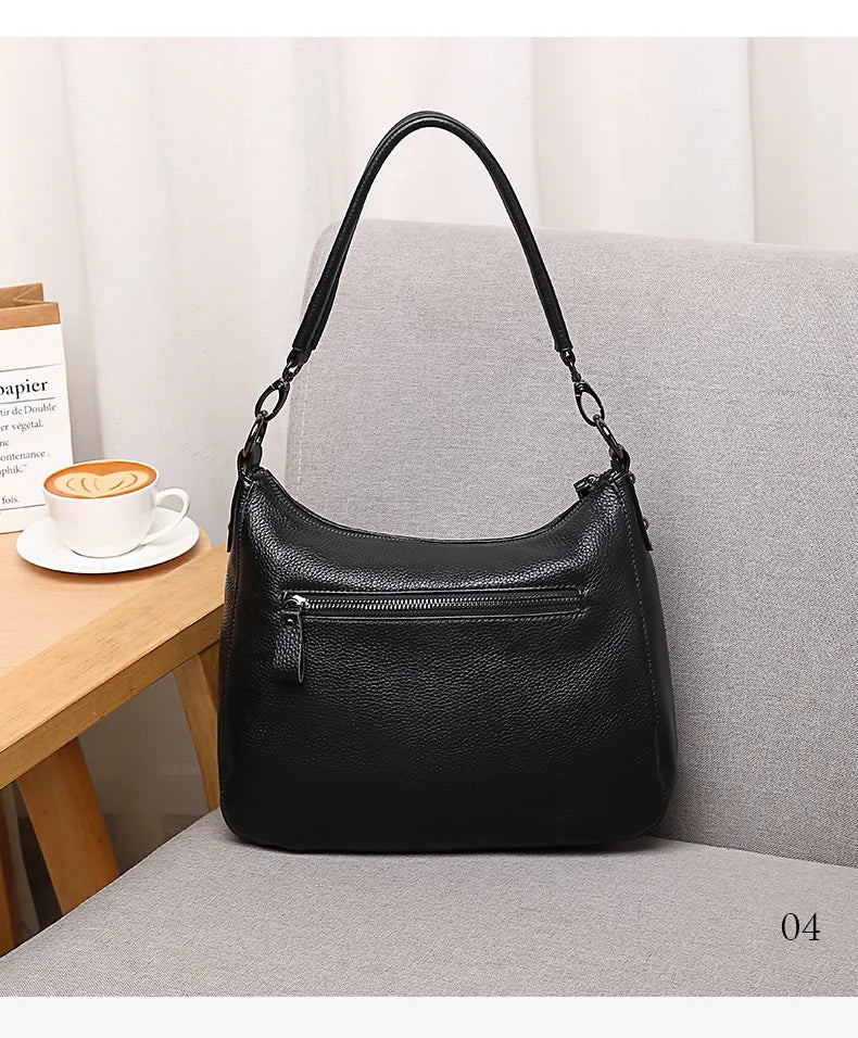 Bolsa de Ombro Feminina de Couro Genuíno 2025 Bolsa de Mão de Couro de Vaca de Alta Qualidade Bolsa Versátil Bolsa Transversal Casual Diária Como Presente