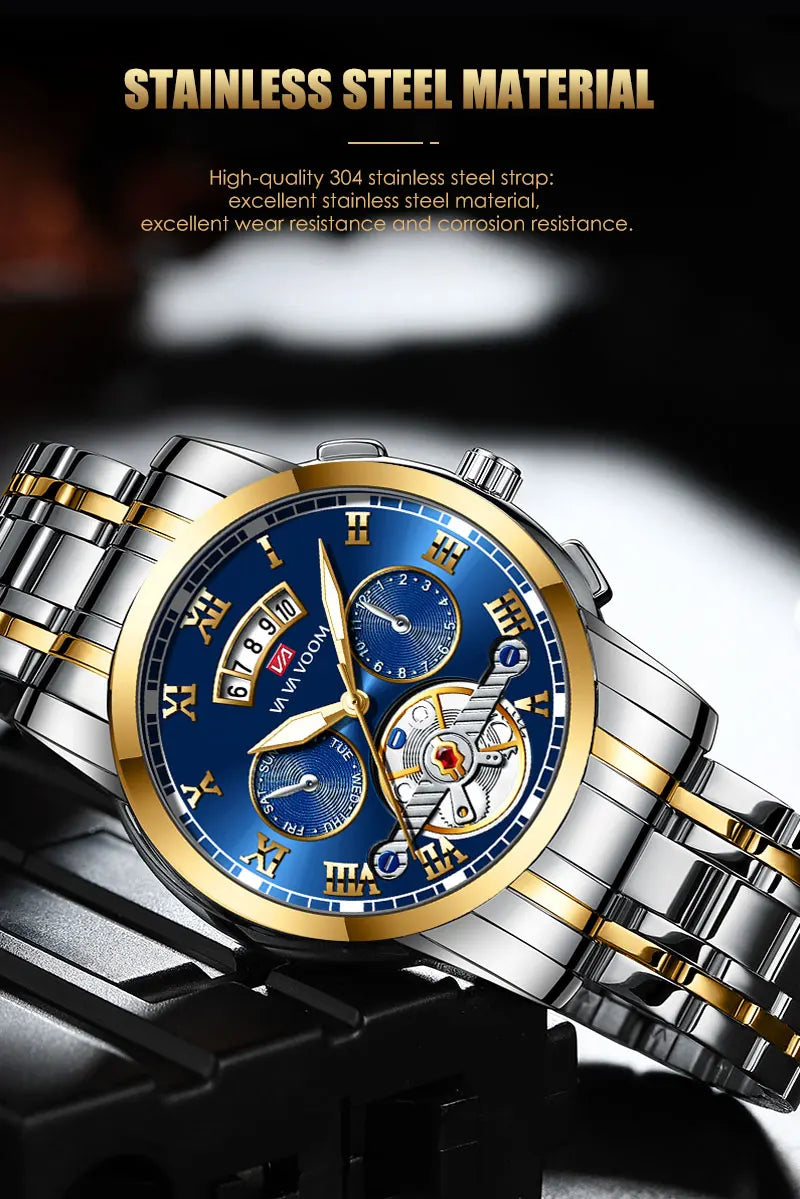 Relogio Masculino Top Brand Mens Luxury Watch Stainless Steel Luminescence Clock Casual Chic 3Bar Waterproof Outdoor Sport Watch