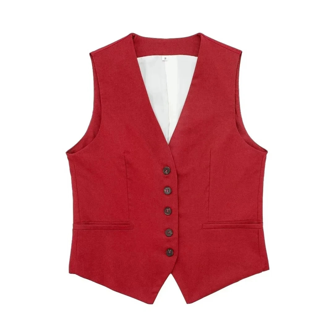 Conjunto Feminino de Verão 2024 Camisa Regata Chique de Decote V + Shorts Feminino Casual Solto com Bolsos Streetwear