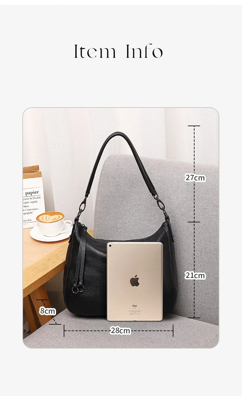 Bolsa de Ombro Feminina de Couro Genuíno 2025 Bolsa de Mão de Couro de Vaca de Alta Qualidade Bolsa Versátil Bolsa Transversal Casual Diária Como Presente