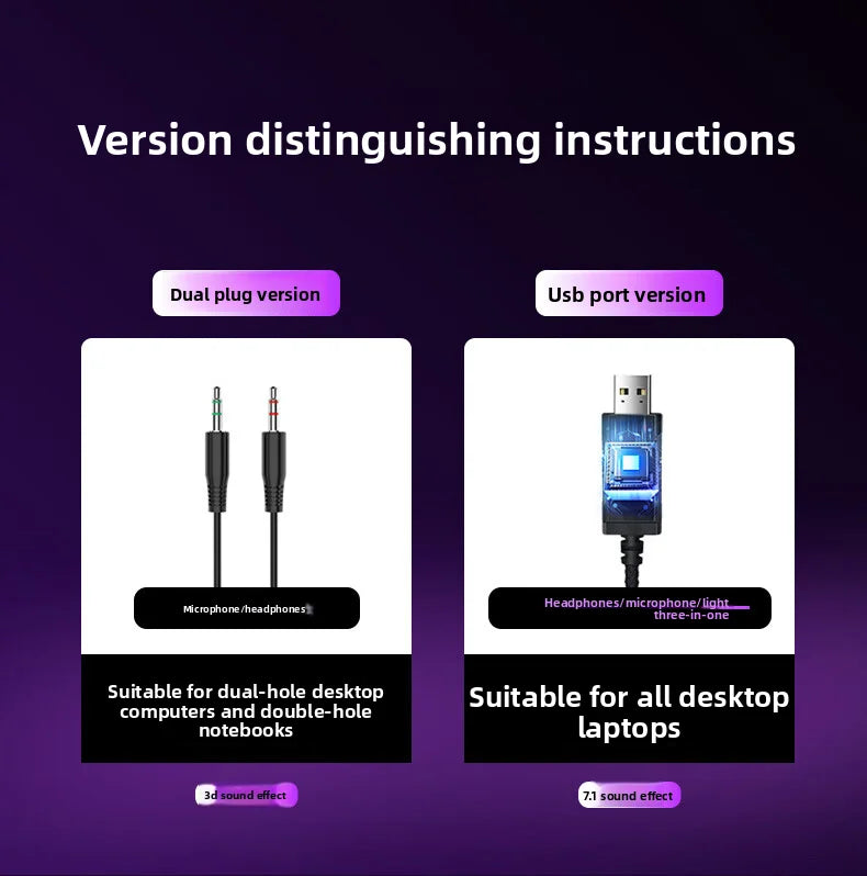 Acer Gaming Headphones with Mic 7.1 Stereo Virtual Surround LED Light Bass Earphone Headsets Gamer for Computer PC Gamer OHW303