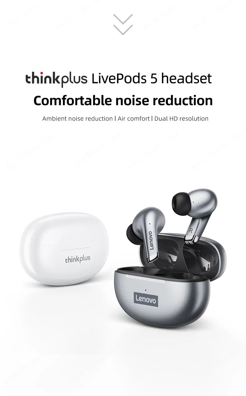 Lenovo LP5 Wireless Bluetooth Earbuds Stereo HiFi Music Earphones Headphones Sports Waterproof TWS Headset With Mic Earbuds New