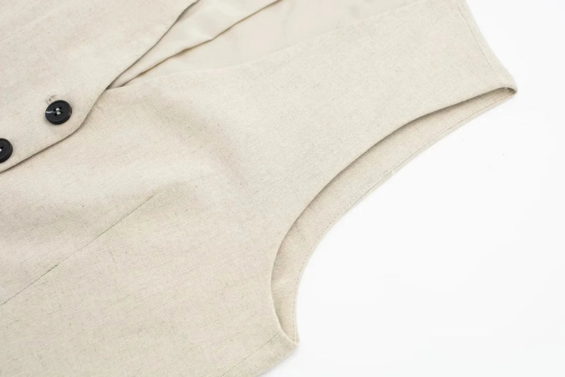 2024 Summer Woman Set Solid V Neck Sleeveless Chic Vest Top + Pockets Wild Commute Loose Casual Women's Shorts Streetwear