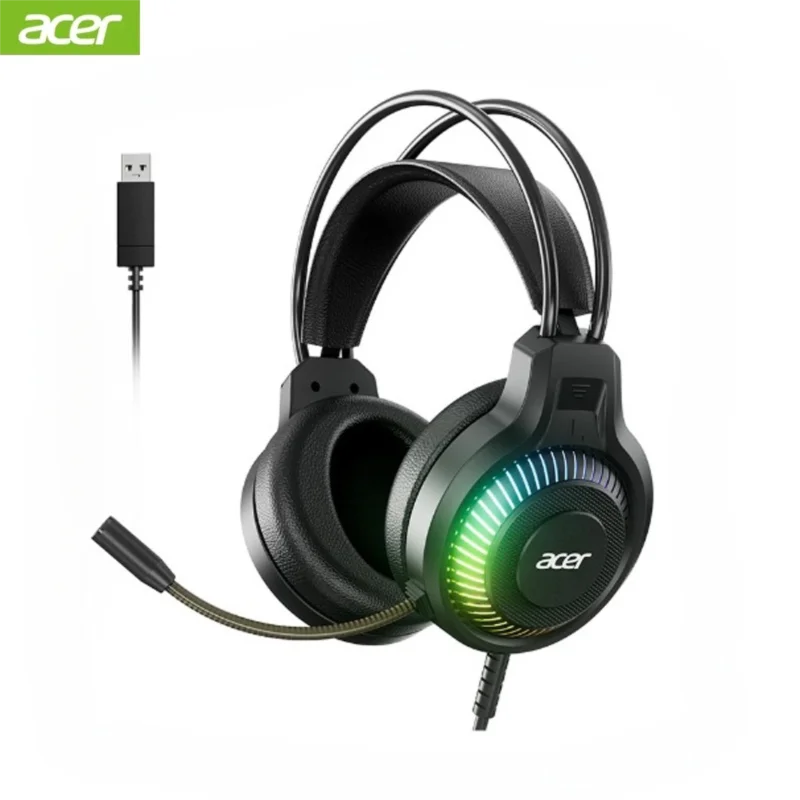 Acer Gaming Headphones with Mic 7.1 Stereo Virtual Surround LED Light Bass Earphone Headsets Gamer for Computer PC Gamer OHW303