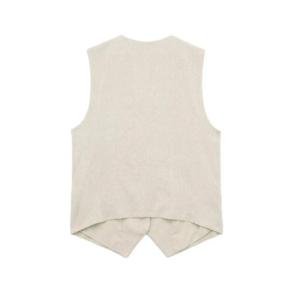 Conjunto Feminino de Verão 2024 Camisa Regata Chique de Decote V + Shorts Feminino Casual Solto com Bolsos Streetwear