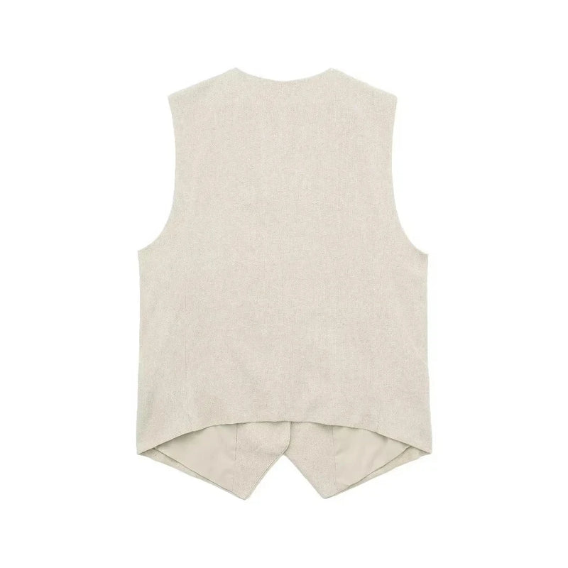 2024 Summer Woman Set Solid V Neck Sleeveless Chic Vest Top + Pockets Wild Commute Loose Casual Women's Shorts Streetwear