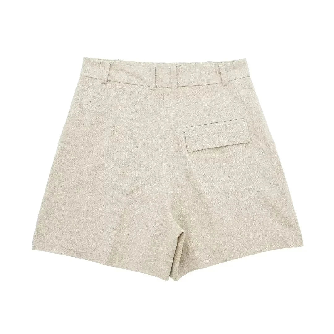 Conjunto Feminino de Verão 2024 Camisa Regata Chique de Decote V + Shorts Feminino Casual Solto com Bolsos Streetwear