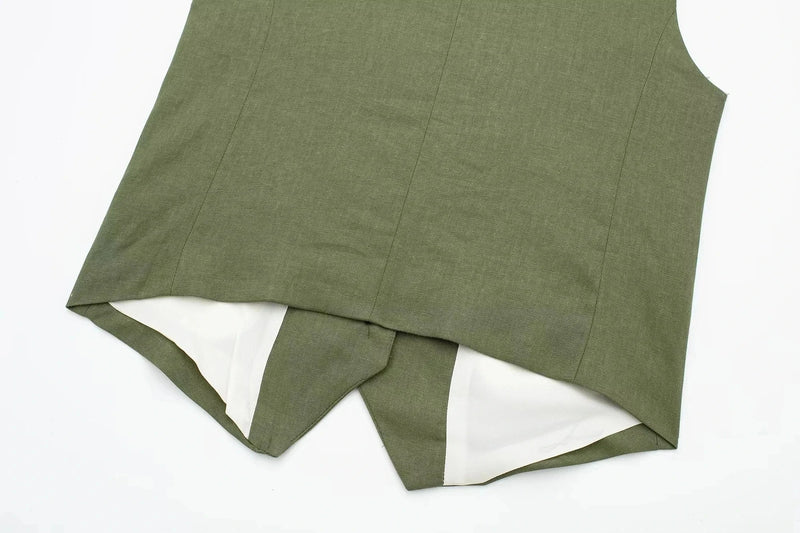 2024 Summer Woman Set Solid V Neck Sleeveless Chic Vest Top + Pockets Wild Commute Loose Casual Women's Shorts Streetwear