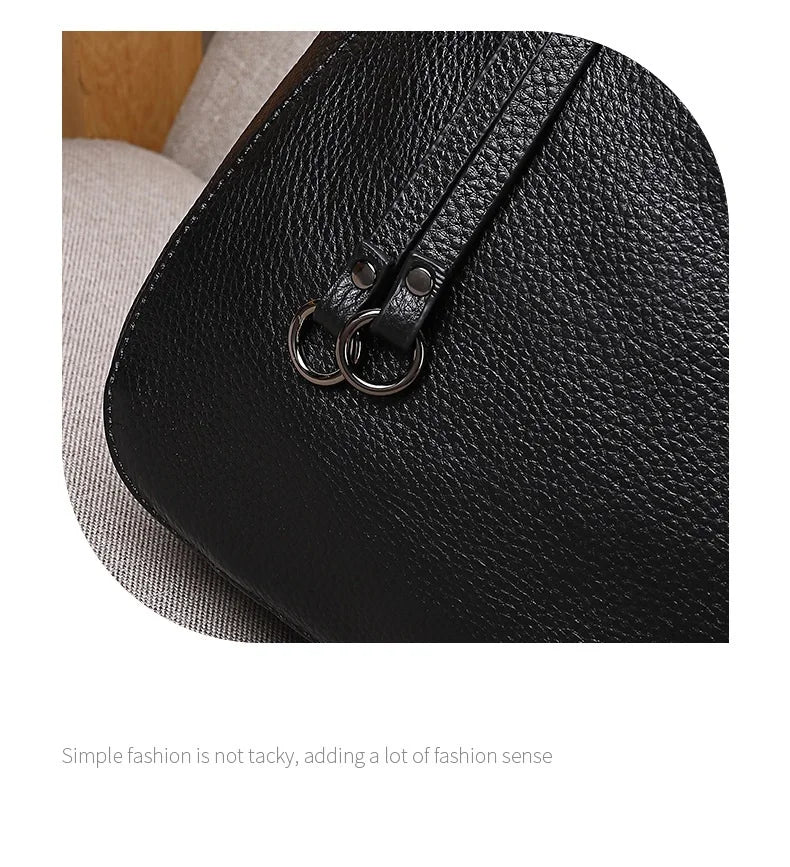 Bolsa de Ombro Feminina de Couro Genuíno 2025 Bolsa de Mão de Couro de Vaca de Alta Qualidade Bolsa Versátil Bolsa Transversal Casual Diária Como Presente