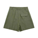 2024 Summer Woman Set Solid V Neck Sleeveless Chic Vest Top + Pockets Wild Commute Loose Casual Women's Shorts Streetwear