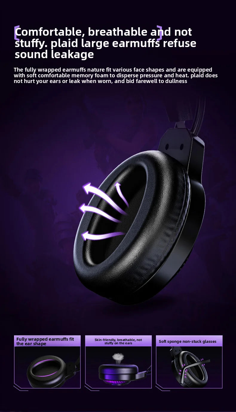 Acer Gaming Headphones with Mic 7.1 Stereo Virtual Surround LED Light Bass Earphone Headsets Gamer for Computer PC Gamer OHW303