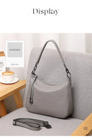 Bolsa de Ombro Feminina de Couro Genuíno 2025 Bolsa de Mão de Couro de Vaca de Alta Qualidade Bolsa Versátil Bolsa Transversal Casual Diária Como Presente